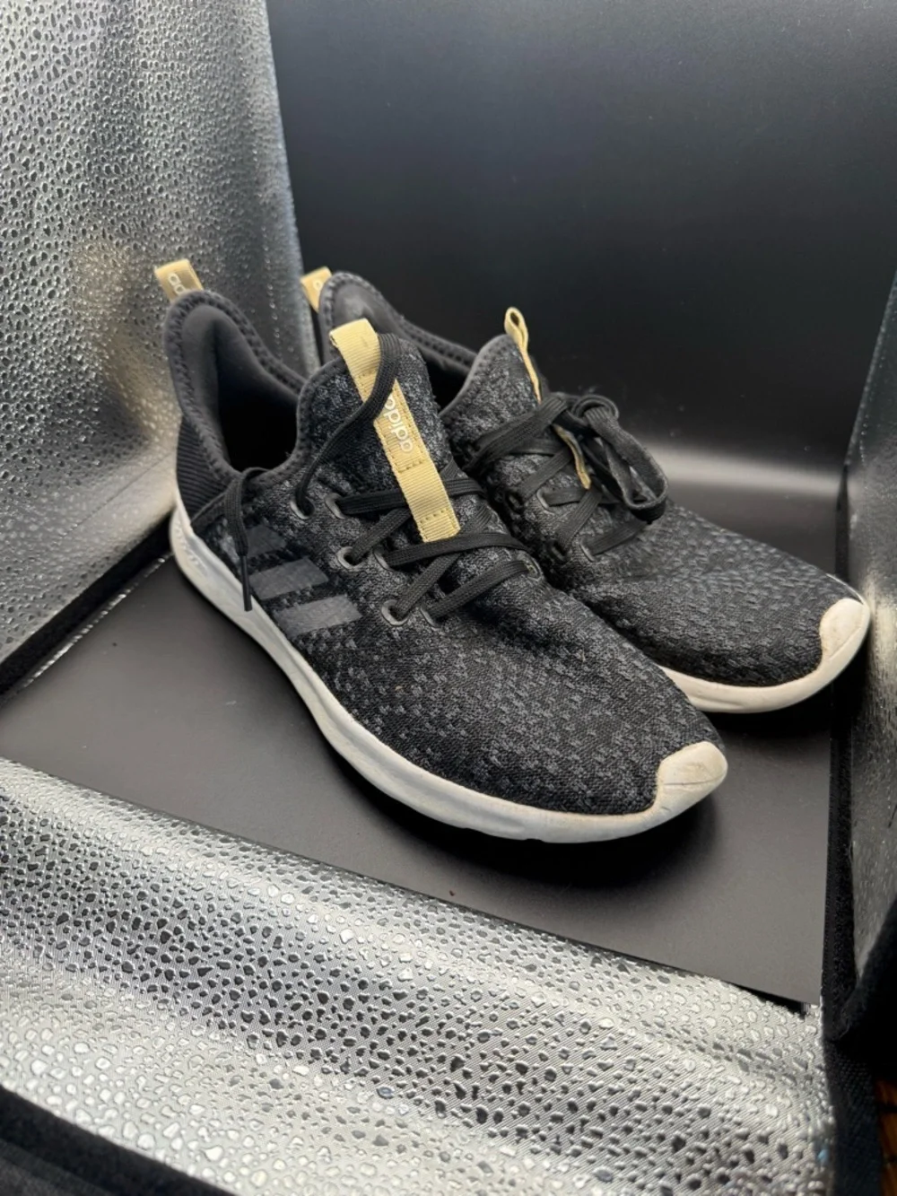 adidas Black and Gold Lightweight‎ Knit Sneakers